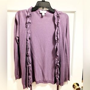 Loft purple belted cardigan sweater petite XXS.